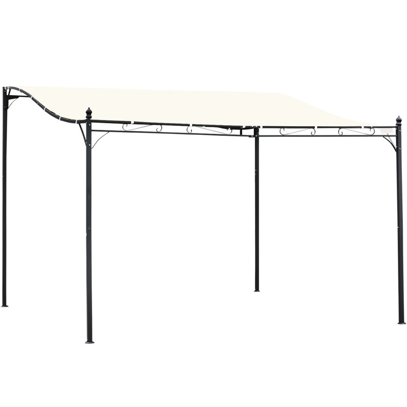 Steel Pergola Gazebo 10X13 Outdoor. Weather- Canopy, Protected. With Drainage Holes. For Backyard. Cream White 10' X 13'. - Patio White, Holes, Metal Frame