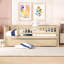 Lit de jour simple en bois naturel avec lit gigogne et barrière de sécurité sécurisée-338095511-338095508