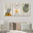 Mid Century Modern Boho Geometric Pastel Jungle Palm Leaf Abstract Nature - 3 Piece Print Set on Canvas-87392634-87392635