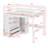 Wood Loft Bed With Built-In Wardrobe, Desk, Storage Shelves And Drawers-180785044
