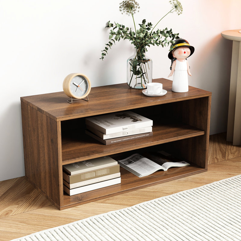 Rangement monté empilable - armoire de 27,57 x 13,45 x 14,48 pouces, idéale pour l'organisation à la maison, les livres de magasin, les vêtements, les souvenirs, les cadres, la teinte noyer, le panneau de particules et le matériau
