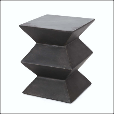 Outdoor Lightweight Concrete Square Side Table with Angled Geometric Lines