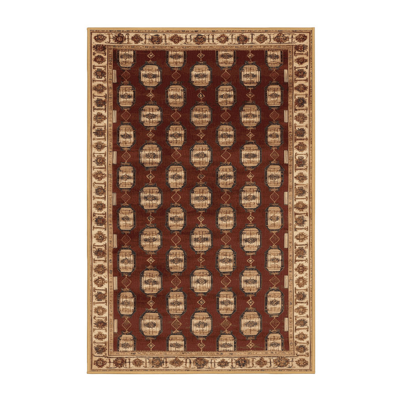 Tapis art déco brun lavable à la machine, Rectangle 4pi x 6 pi