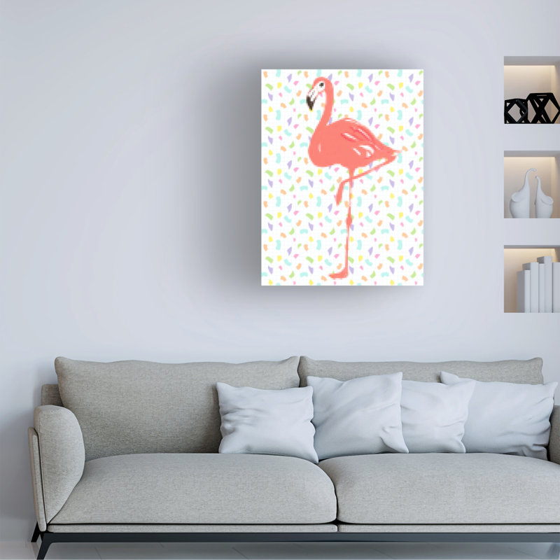 Bologle «Flamingo Pixel Party I» par June Erica Vess sur, H 19 po x l 14 po