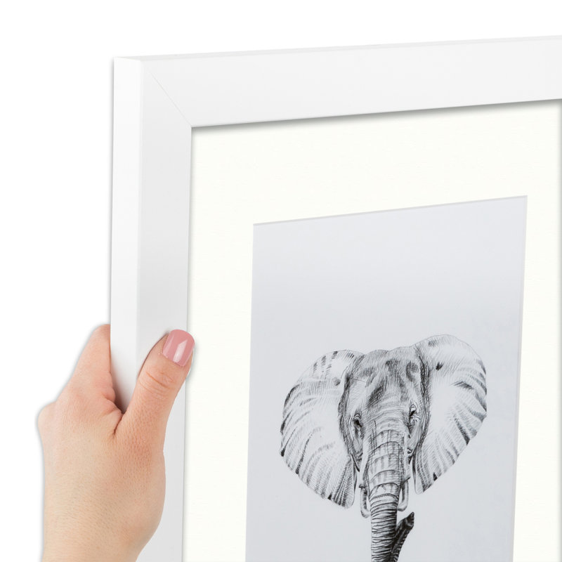 Satin White Wood Picture Frame with Porcelain Mat