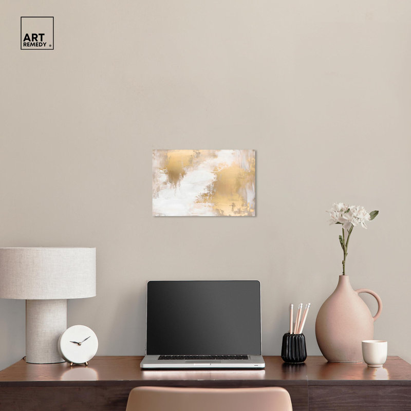Golden Abstract Wrapped Canvas Art Print, 15" x 10"