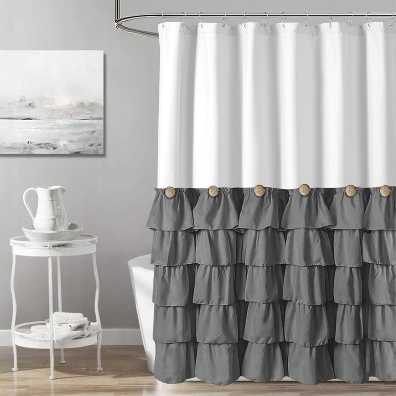 Arenstein Fabric Shower Curtain with Hooks Included, Gray White