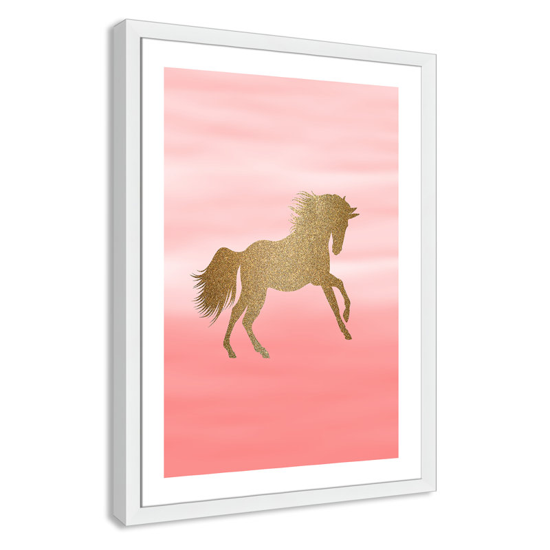 Art encadré ombré rose 1 ', H 34,5 po x l 24,5 po x P 0,6 po, Cadre blanc