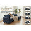 Canapé-lit moderne en chenille bleu-gris, canapé compact à 2 places avec deux ports de chargement USB et poches latérales pour les petits espaces