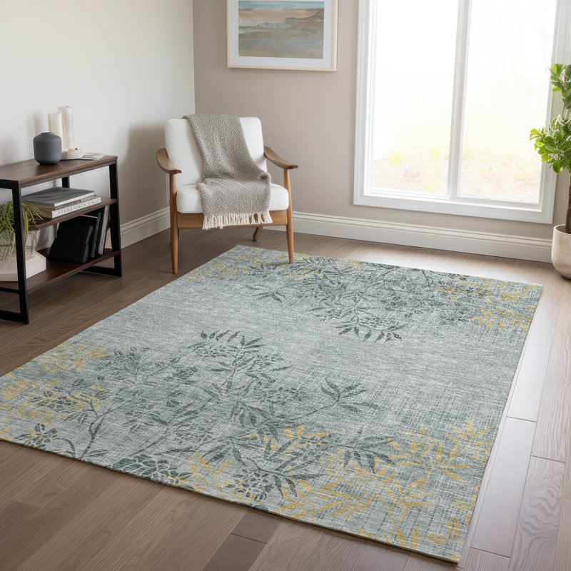 Deivids Washable Floral Indoor / Outdoor Rug, Rectangle 8' x 10'
