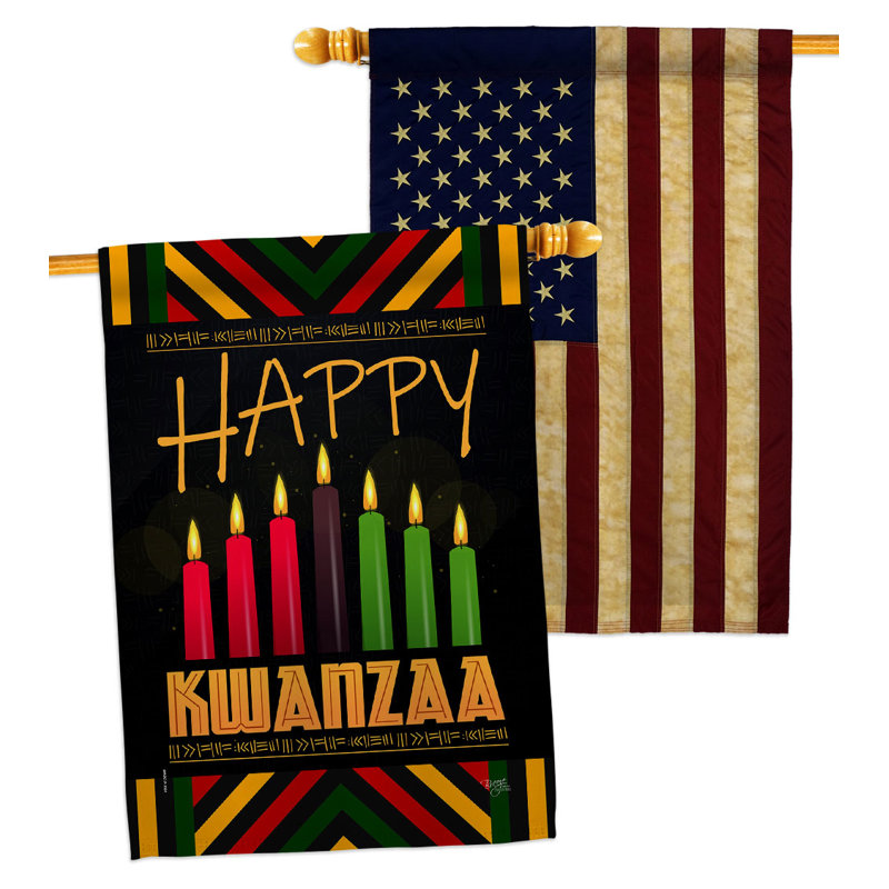 Double Sided 40'' H x 28'' W Polyester Kwanzaa House Flag