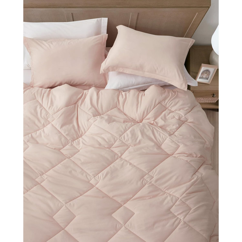 Blush Pink Twin XL Reversible Down Alternative Microfiber Comforter Set