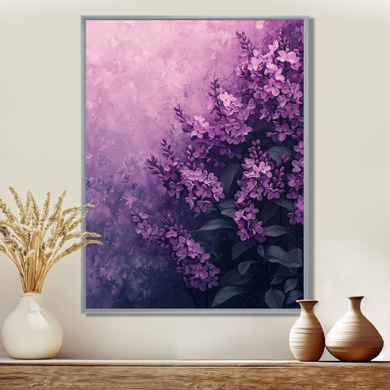 Yadira, ombres lilas en minimalisme monochrome I - lilas, art encadré, H 40 po x l 30 po, Reproduction avec cadre flottant