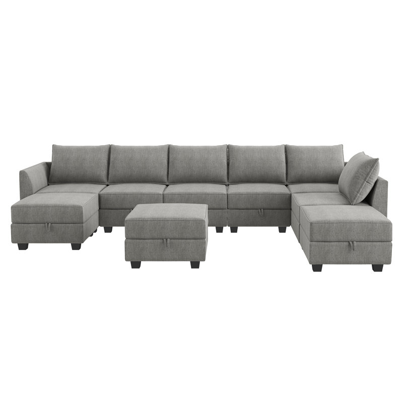 Canapé modulaire en U gris avec méridienne