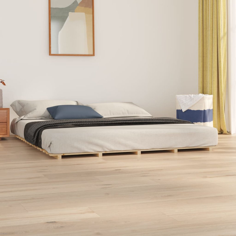 Lilyrae Solid Wood Bed, Natural, European Kingsize 160 x 200 cm