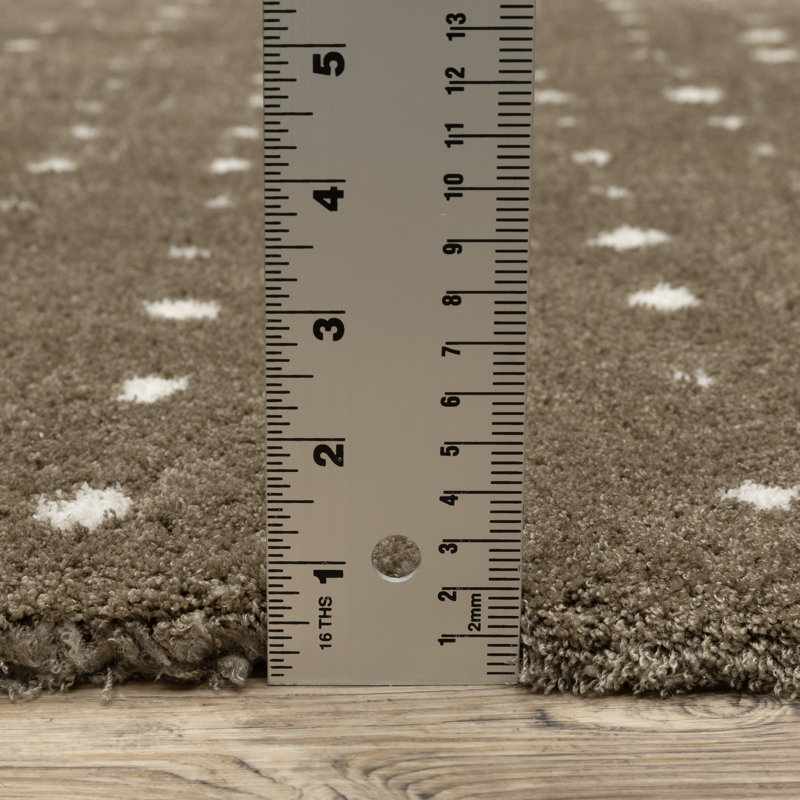 Delfine Geometric Dots Mink Brown/ Ivory Area Rug, Rectangle 7'10" x 11'2"