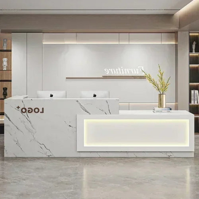 Christifer Reception Desk, White Marble