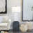 Ceramic Fluted Base White Table Lamp with Drum Shade