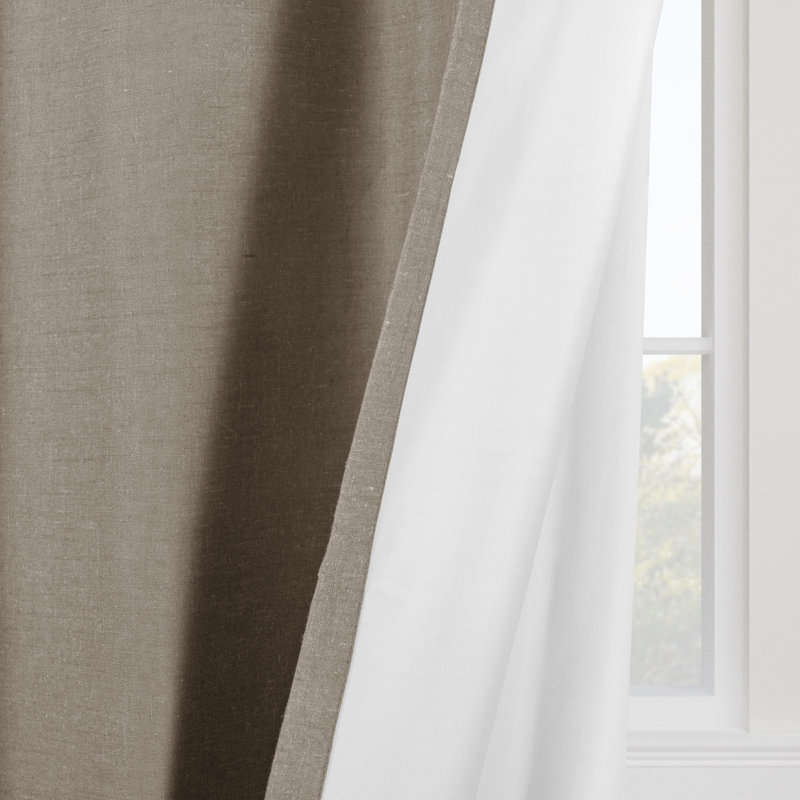 Linen Slub Blackout Grommet Curtain Pair(2 Panels), 52" W x 96" L, Linen