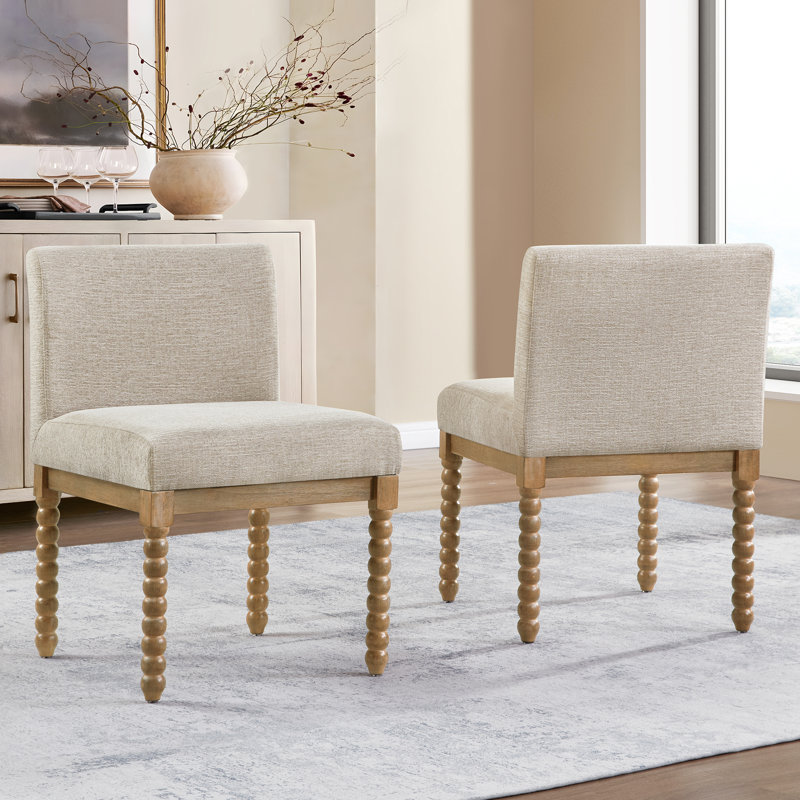 Chaise rembourrée en bois d'hévéa, Crème, crème, Noyer