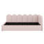 Lit de jour simple rembourré avec garde-corps en forme de feston et lit escamotable, canapé-lit en velours et structure à lattes en métal-316820526