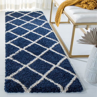 Audwen Geometric White/Navy Area Rug