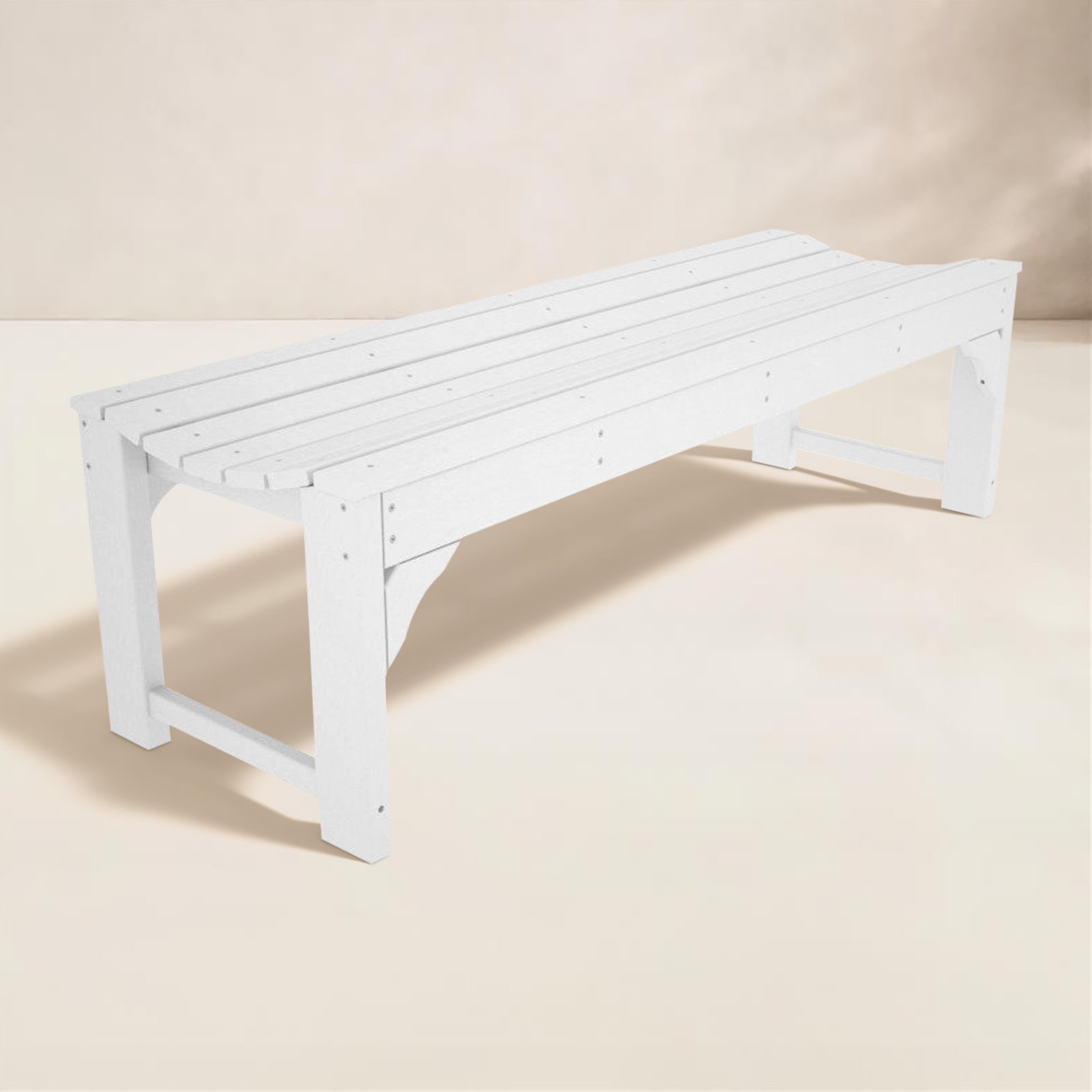 POLYWOOD® Traditional Garden Picnic Bench, White, 60"
