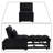Modren Velvet Upholstered Convertible Futon Chair with Side Storage Pockets-1181950605