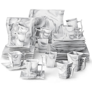 MALACASA Series Mario Porcelain Dinnerware Set Dinner Dishes White  Tableware Set