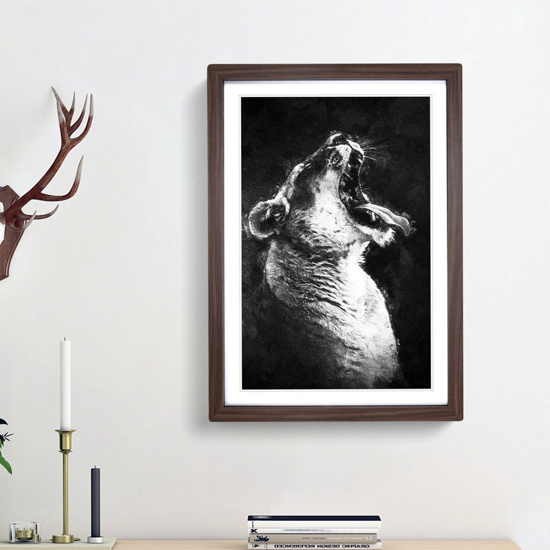Yawning Lioness - Framed Print