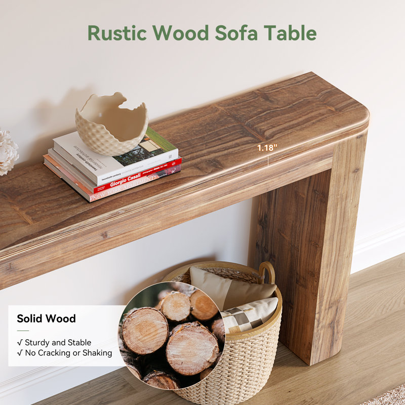 63" Solid wood Console Table 