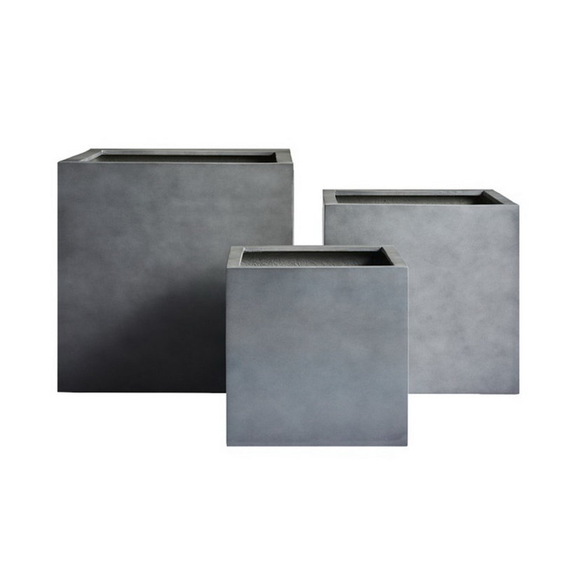 Pot de fleurs en pierre Aquita, H 18 po x l 18 po x P 18 po, Gris