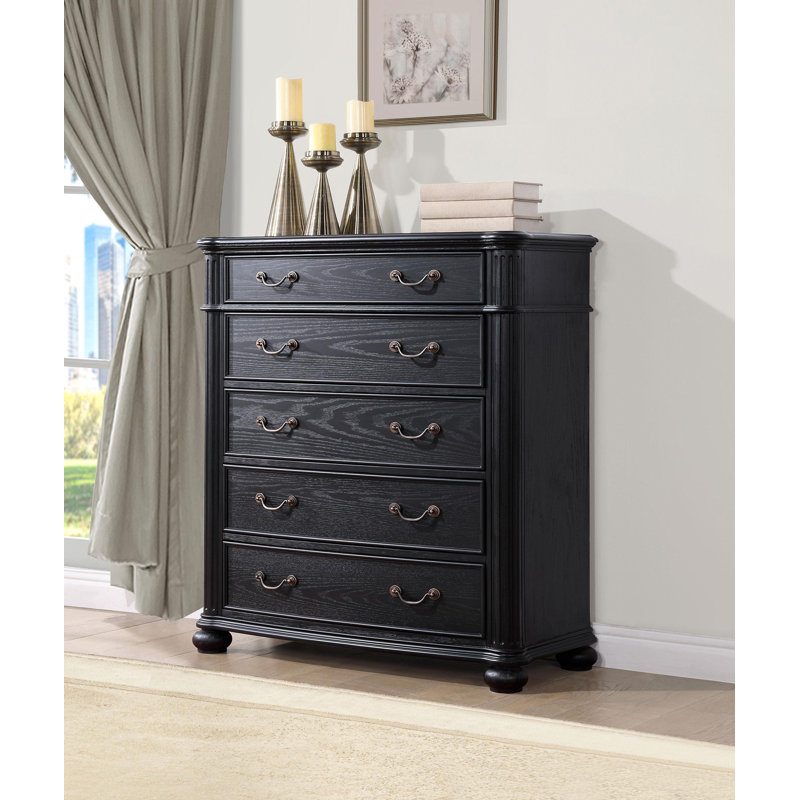 Commode de chambre à 5 tiroirs noire