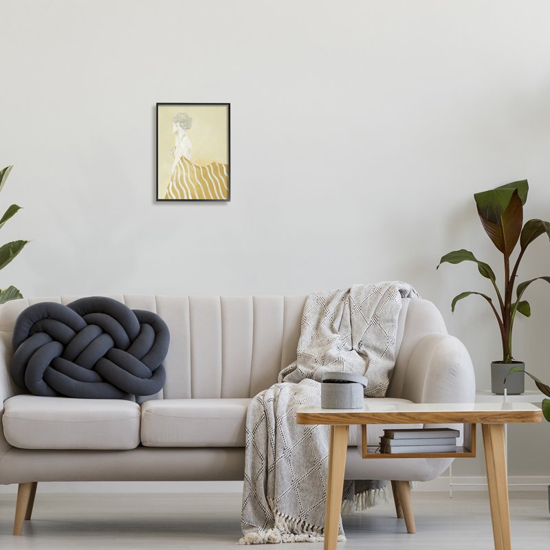 «Woman In Stripes», peinture encadrée sur bois par Design Fabrikken, H 14 po x l 11 po x P 1,5 po