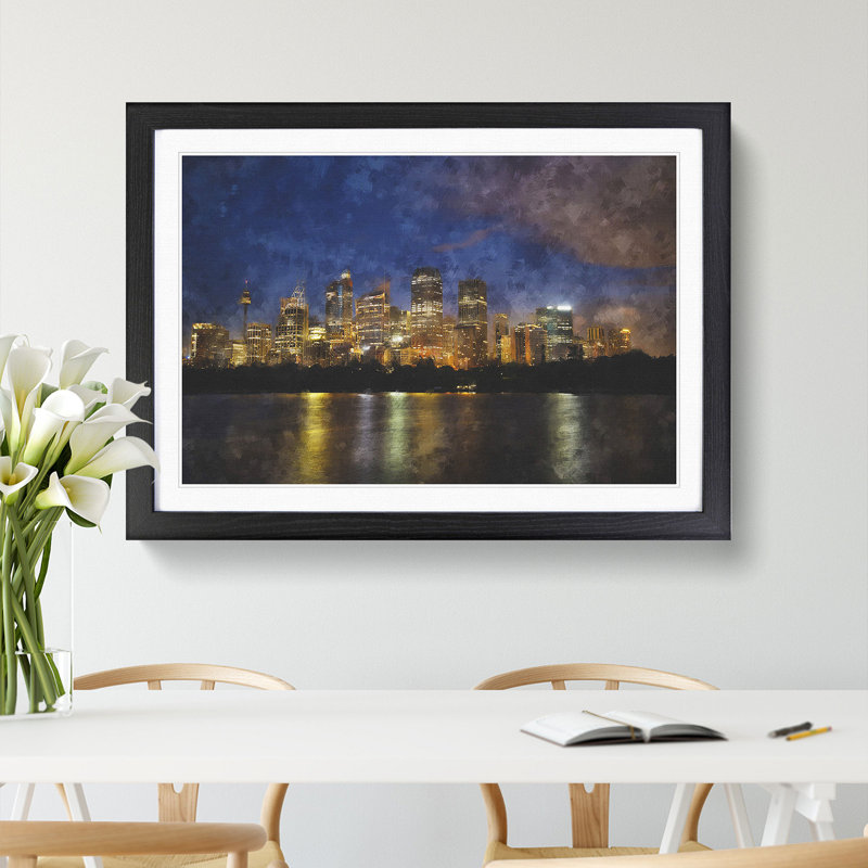 Sydney Skyline Vol.2 - Picture Frame Painting, Black Framed, 27cm H x 36cm W x 2cm D