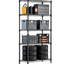 Étagère robuste en acier à 5 niveaux de 1250 lb pour la cuisine, la salle de sport, la maison et le bureau, conception minimaliste noire, tablettes réglables, P 13,7 po x l 23,6 po H 62,4 po-123520113