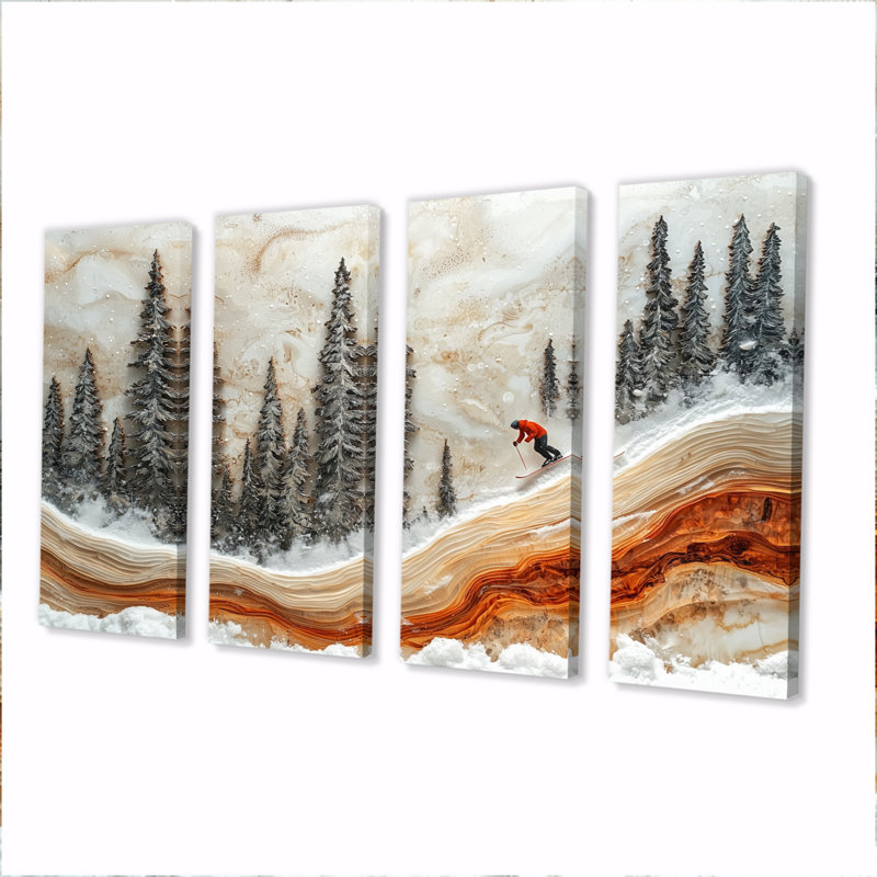 «Crystal Skiing in a Winter Landscape I», art mural sur toile - art mural moderne sur toile, H 28 po x l 48 po, 4