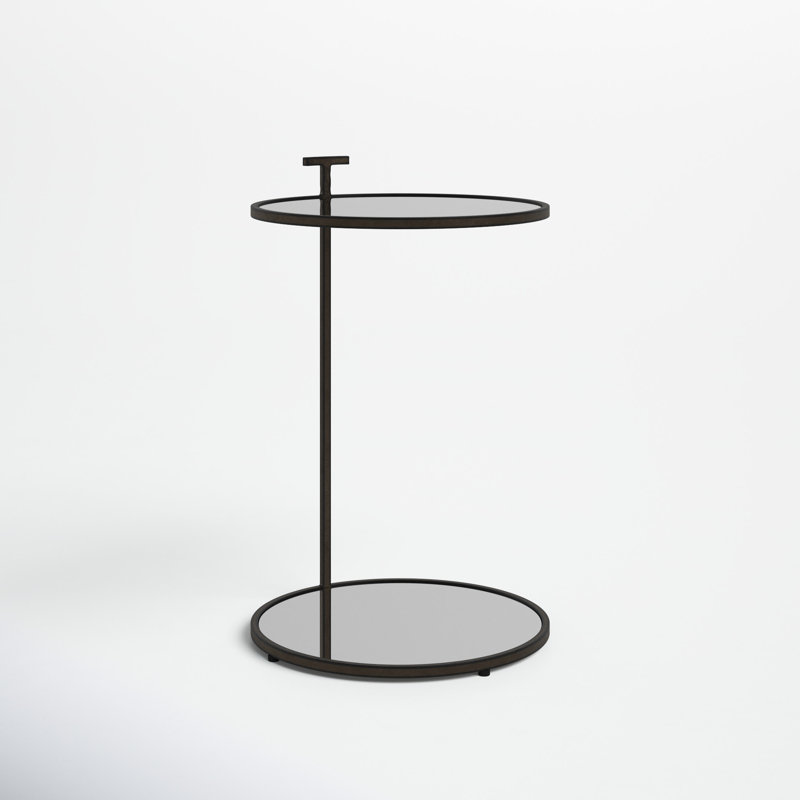 Erma Glass C Table End Table with Storage, Bronze