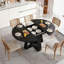 Table de salle à manger extensible ronde avec feuilles amovibles peu encombrantes, base en bois avec tablette de rangement pour le salon de la cuisine-636912611