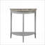 Chêne naturel Table basse grise en demi-lune avec rangement polyvalent Pieds en pin robustes-1905324506