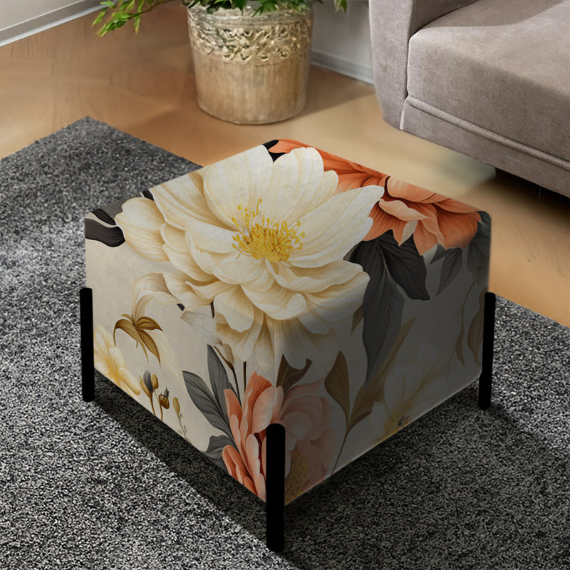 Beige orange rustique Whispers - repose-pieds carré Cottage