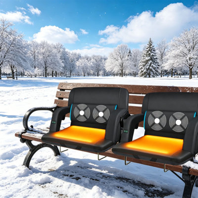 2Pk Heated Stadium Seat With Massage & Back Support, Usb Electric Bleacher Chair With 3 Heat Levels, 6 Massage Modes, Waterproof 600D Oxford Fabric
