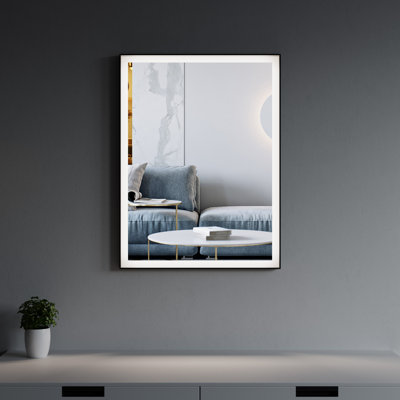 Black Aluminum Frame Lighted Bathroom Mirror