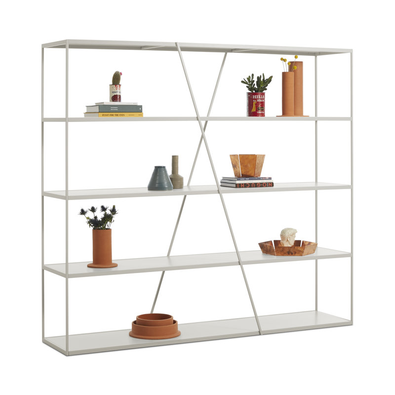 NeedWant Etagere Bookcase, (4 Shelves) 73" H x 42" W x 19" D, Putty