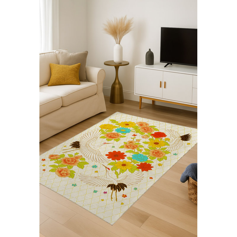 Tapis beige tissé traditionnel Mosso, 6'7" x 9'10"