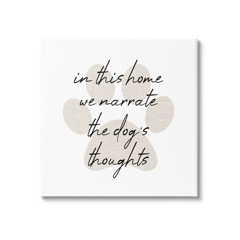 Beige Paw Print Dog Thoughts Canvas Wall Art, 17 x 17