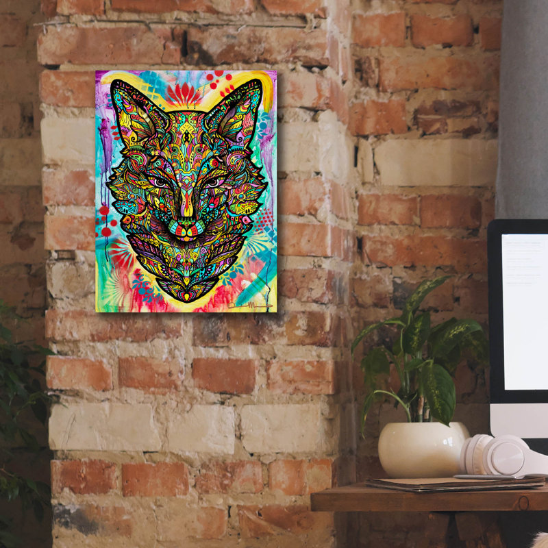 «Spiritual Fox» par Dean Russo, art mural sur toile, H 16 po x l 12 po x P 0,75 po