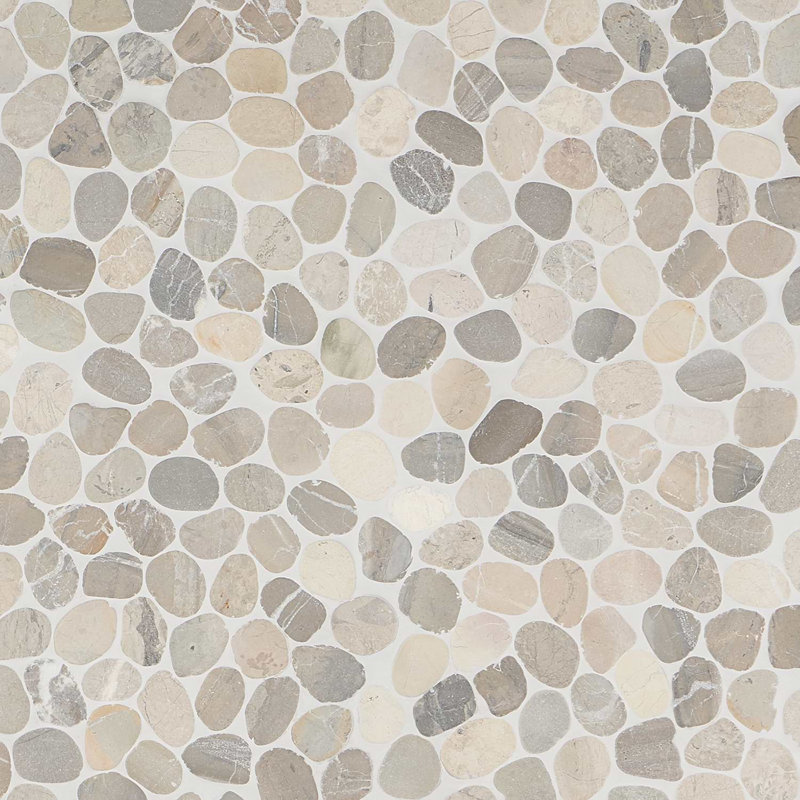 Nature Round Lovina Pebble Mosaic Tile, Pram Gray