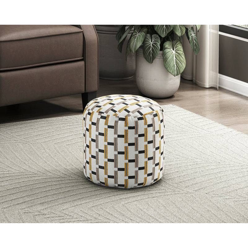 Pouf rembourré cylindrique rembourré, multicolore, antidérapant, h 16 po x 17 po, capacité de poids de 300 lb, pouf moderne à nettoyer avec revêtement en tissu multicolore, limite