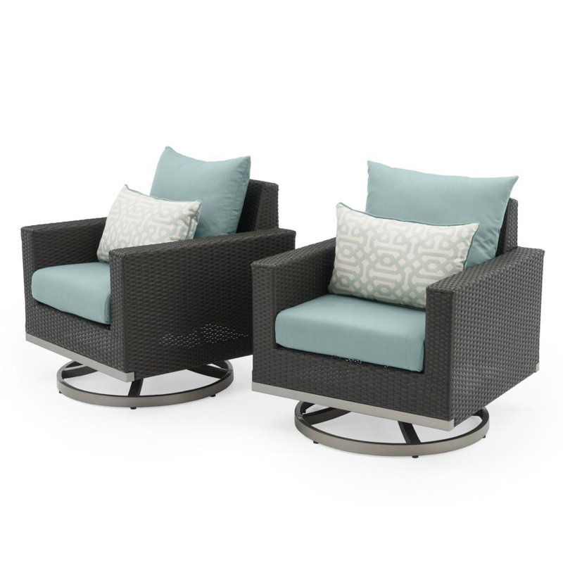 Ensemble de conversation avec coussins 5 pièces en rotin Sunbrella avec coussinets, Brun, Toile spa Sunbrella®